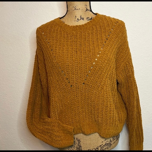 Love Tree Sweaters - Love Tree Velour Yellow Sweater